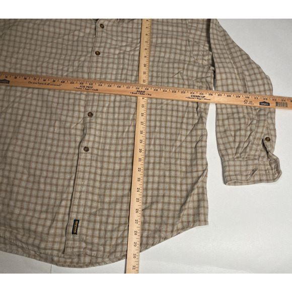 Woolrich casual thicker flannel tan brown check pattern Mens button shirt XL - Picture 5 of 6